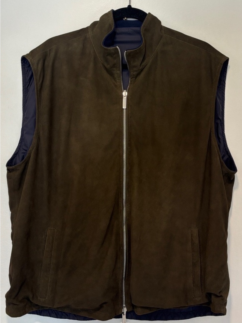 Giorgio's Palm Beach Classic Men's Olive Green Suede Zip Vest Size 60 Made Italy